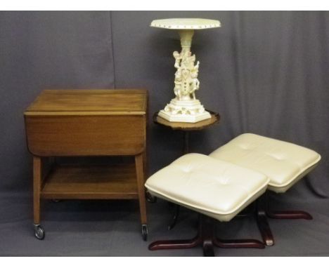 VINTAGE &amp; LATER OCCASIONAL FURNITURE, a parcel, to include a twin-flap two-tier trolley, two modern stressless type foot 