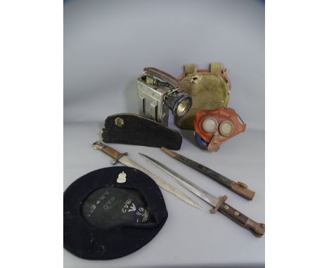 WWII &amp; MINING INTEREST COLLECTABLES including an Alkaline Batteries Ltd safety lamp in canvas bag, the lamp marked 'Nife'