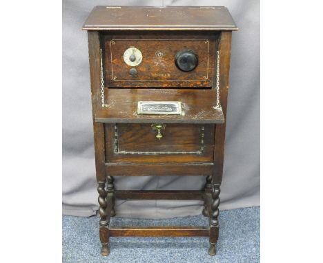 VINTAGE CROMWELL III RADIO RECEIVER in an oak cabinet, 91cms H, 49cms W, 32.5cms D