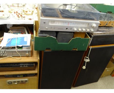 STEREO EQUIPMENT - a pair of extra-large speakers, 84cms H, Pye stereo music system, Phillips N4510 stereo recorder, HMV turn