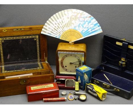 VICTORIAN &amp; LATER COLLECTABLES, a quantity including a mahogany brass bound writing slope, vintage stationery case, Deco 