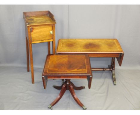 REPRODUCTION &amp; VINTAGE OCCASIONAL FURNITURE, three items including two sofa type tables and a small washstand, various me