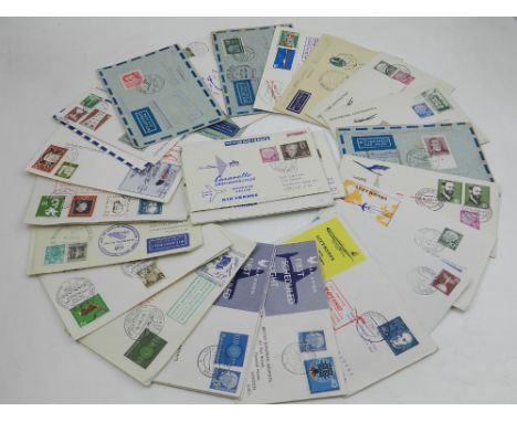 West Germany, 1950s-70s, first flight covers, many interesting cachets and destinations, very good condition, some signed. (3