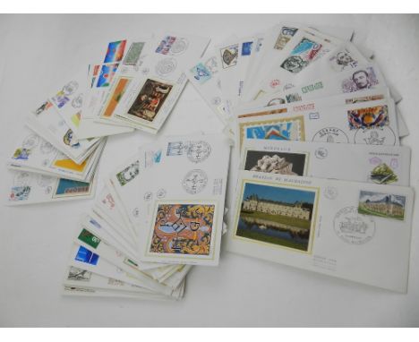 France, 1950s-90s, French first day covers, many with silk pictures attached. (80)