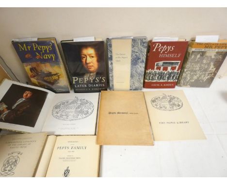 PEPYS SAMUEL.&nbsp;&nbsp;16 various vols. re. Samuel Pepys incl. The Samuel Pepys Memorial Erected in the Church of St. Olave