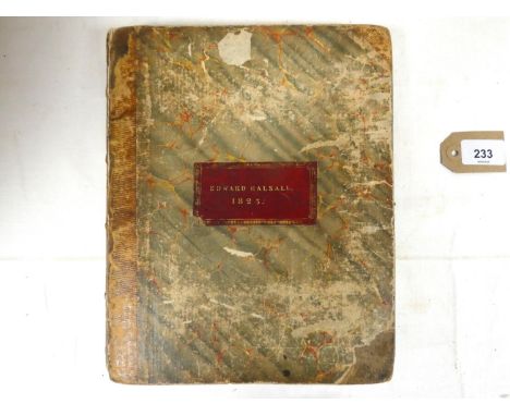 HALSALL EDWARD.&nbsp;&nbsp;Early 19th century manuscript mathematical text book, well written in ink with calligraphic headin