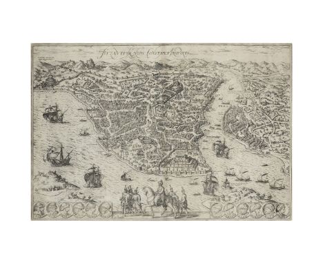 BRAUN & HOGENBERG "Constantinople. Byzantium nunc Constantinoplis". Cologne G. von Kempen 1575.Vue à vol d'oiseau d'Istanbul-