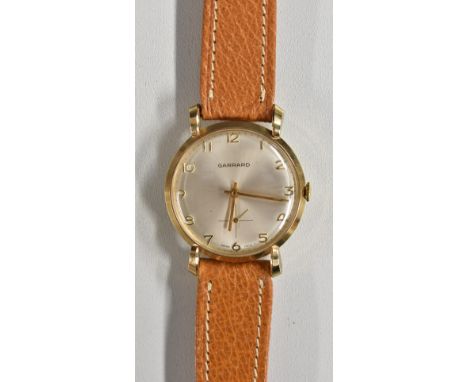 Garrard - a vintage 1960s gentleman's wristwatch, textured silver dial, Arabic numerals, minute track, subsidiary seconds, ma