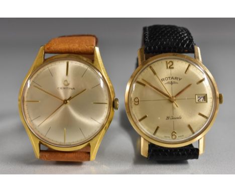 Watches - a vintage 1960s Rotary 9ct gold cased wristwatch, silver quartered dial, Arabic numerals 6,9,12, divided by block b