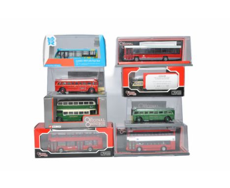 A group of Eight Corgi 'Omnibus' Diecast 1/76 Model Bus / Coach issues within the theme realm of London Transport including v