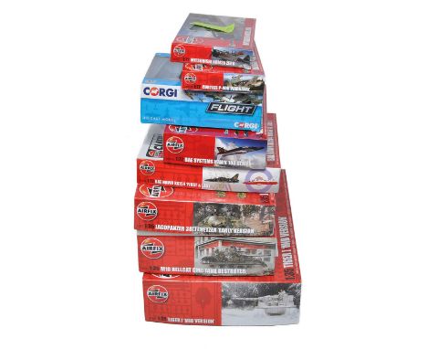 A group of 7 Airfix Plastic Model Kits as new, sealed and in excellent boxes plus a boxed Corgi die-cast model CC99301 BAE Ha
