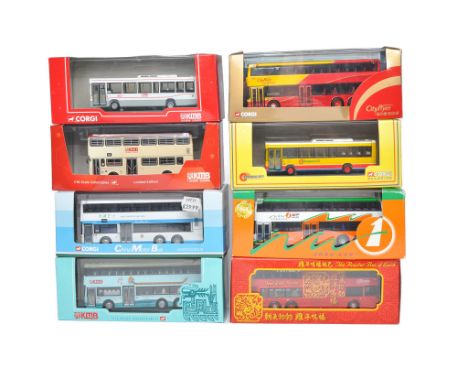 A group of Eight Corgi Diecast 1/76 Model Bus / Coach issues within the theme realm of Overseas (Mostly Asian) Transport incl