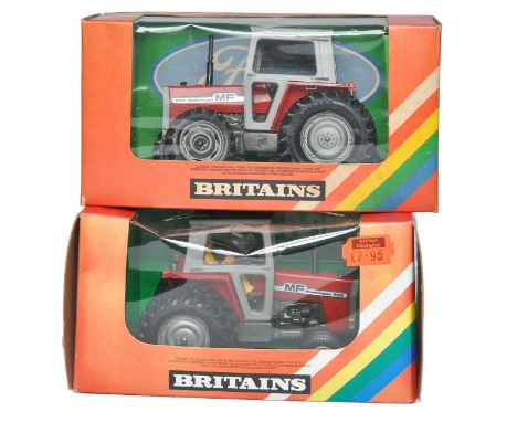 Britains 1/32 Farm Model issues comprising No. 9523 Massey Ferguson 595 Tractor (Modified) plus No. 9529 Massey Ferguson 595 