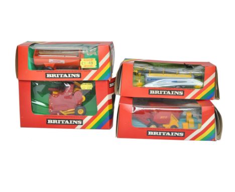 Britains 1/32 Farm Model issues comprising Four boxed implements as shown. Generally good in fair to good boxes. 