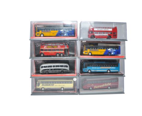 A group of eight boxed Corgi 1/76 diecast model bus  / coach issues from the 'Omnibus' series. Mostly unopened hence generall