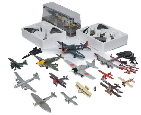 An assorted group of mostly diecast model aircraft from various makers including Corgi, Atlas etc. Display wear likely (parts