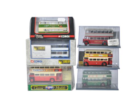 A group of Six Corgi Diecast 1/76 Model Bus / Coach issues (Mostly double deckers) including various liveries and vehicles as