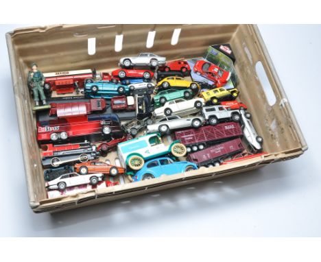 A tray of loose diecast models, to include various makers and scales. Includes Corgi with some James Bond 007 issues plus muc