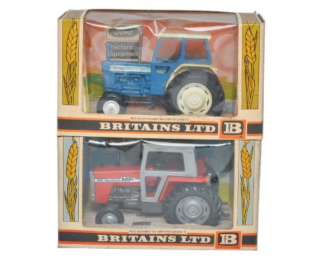 Britains 1/32 Farm Model issues comprising No. 9524 Ford 6600 Tractor (Modified to 7000) plus No. 9522 Massey Ferguson 595 Tr