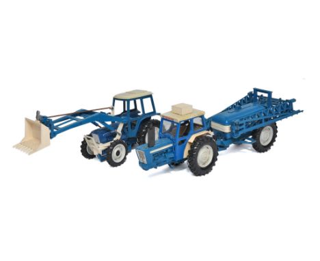 A duo of interesting Britains based 1/32 Code 3 Farm Model issues comprising Ford 4WD Tractor with loader and Ford Chafer Spr