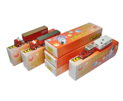 A group of six Solido (Verem) Arlette Circus diecast issues in original boxes. Renault trucks have various attachment trailer
