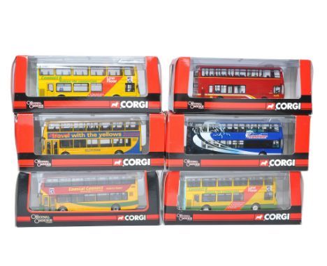 A group of six Corgi Diecast 1/76 Model Bus / Coach issues including various liveries and vehicles as shown. Mostly look to b