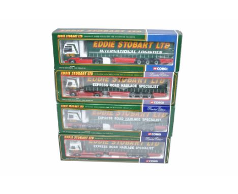 A group of Four Boxed Corgi 1/50 diecast model truck issues in the livery of Eddie Stobart. Look to be generally good with or