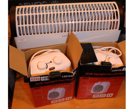 Daewoo freestanding electric heater and two 2kw upright fan heaters. Not available for in-house P&P, contact Paul O'Hea at Ma