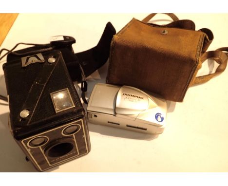 Boxed Brownie camera in case and an Olympus Zoom 115 camera, boxed. P&amp;P Group 2 (£18+VAT for the first lot and £3+VAT for