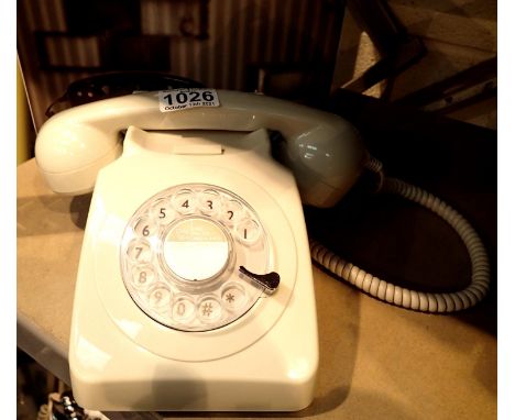 Ivory, GPO746 Retro rotary telephone replica of the 1970s classic, compatible with modern telephone banking and any standard 
