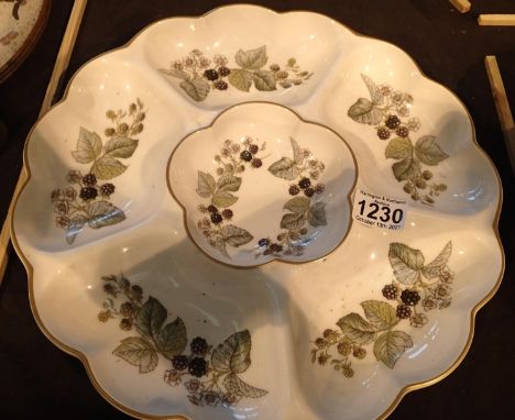 Large Royal Worcester six compartment buffet dish, D: 30 cm. Not available for in-house P&amp;P, contact Paul O'Hea at Mailbo