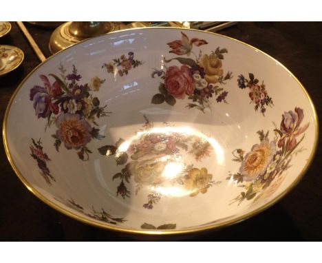 Caverswall ceramic centre bowl, painted and signed by J. Millar, D: 25 cm. Not available for in-house P&amp;P, contact Paul O