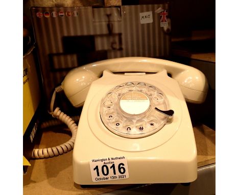 Ivory, GPO746 Retro rotary telephone replica of the 1970s classic, compatible with modern telephone banking and any standard 
