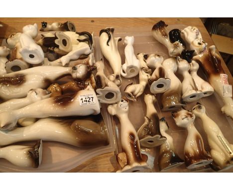 Thirty seven ceramic cat figurines. Not available for in-house P&amp;P, contact Paul O'Hea at Mailboxes on 01925 659133 
