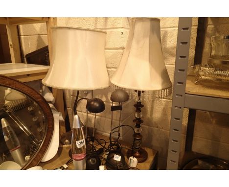 Five table lamps including a lava lamp. Not available for in-house P&P, contact Paul O'Hea at Mailboxes on 01925 659133Condit