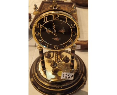 Enamel anniversary clock, lacking glass dome. Not available for in-house P&amp;P, contact Paul O'Hea at Mailboxes on 01925 65