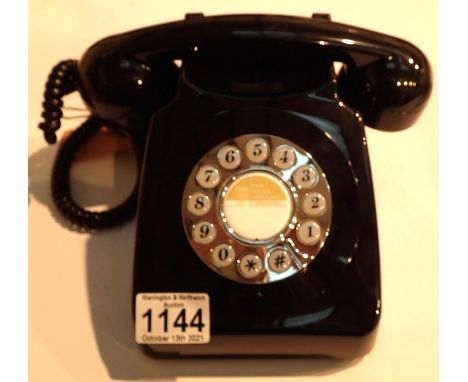 Black, GPO746 Retro push button telephone replica of the 1970s classic, compatible with modern telephone banking and any stan