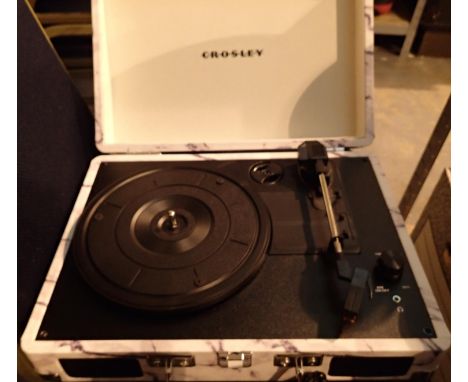 White marble patterned case Crosley Cruiser 3 speed record player with power supply. working at time of lotting. P&amp;P Grou