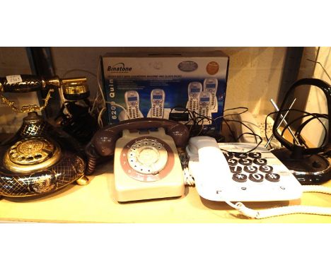 Mixed vintage telephones including Rotary push button and wireless sets. Not available for in-house P&amp;P, contact Paul O'H