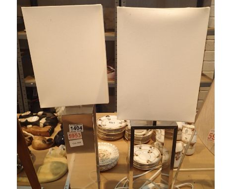 Pair of contemporary table lamps with shades, H: 63 cm. Not available for in-house P&P, contact Paul O'Hea at Mailboxes on 01