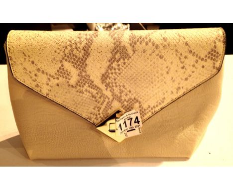 Dune clutch bag with snakeskin effect printed leather top, L: 29 cm. P&amp;P Group 2 (£18+VAT for the first lot and £3+VAT fo