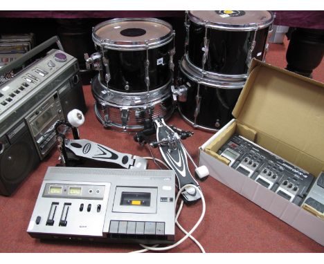 A Vams Zoom GFX-4 Guitar Effects Processor, (boxed), four drums (including Premier, Millennium), drum pedals, JVC CD-1740 cas