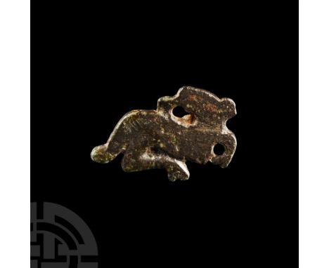 2nd century A.D. With silvered finish, legs extended and head reversed, pin-lug and catch to the reverse. Cf. Hattatt, R., Ir