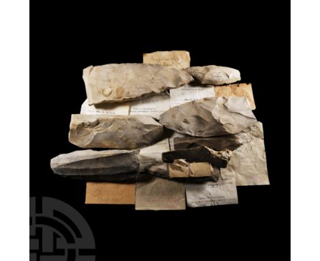 Neolithic Period, circa 8,000-6,000 B.P.. Comprising: large blade cores (4); long blade flakes (3) and a finely knapped slend