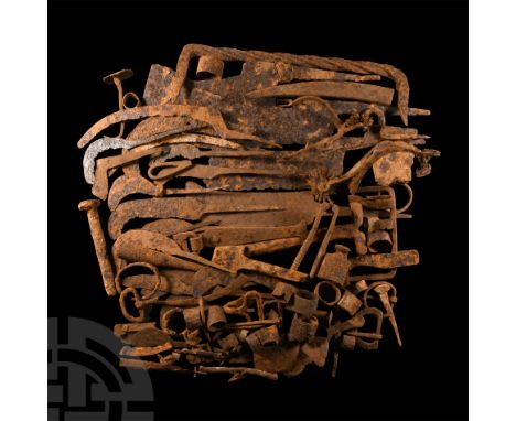 14th-16th century A.D. Composed of tools, fittings, cleavers, sickles, spurs, rowels and various other miscellaneous artefact