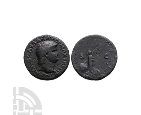 65 A.D. Rome mint. Obv: IMP NERO CAESAR AVG P MAX TR P P P legend with laureate bust right. Rev: Victory alighting left with 