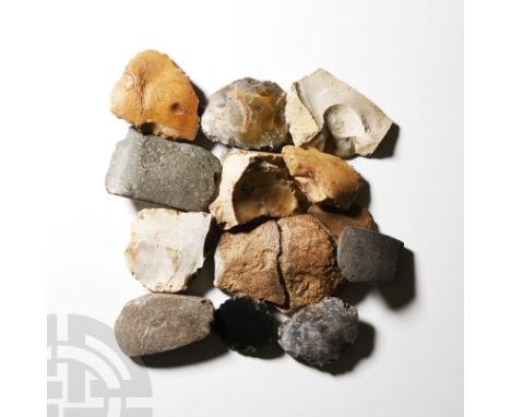 Neolithic, circa 4th millennium B.C. Composed of scrapers, blades and other implements.   542 grams total, 36-80 mm (1 3/8 - 