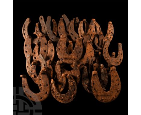 14th-16th century A.D. Comprising shoes of various sizes, dates and types and including examples retaining nails. Cf. similar