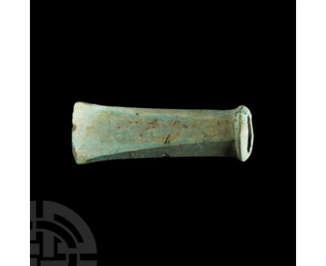 2nd millennium B.C. Wedge-shaped cheeks with faceted upper and lower faces, roughly round-section socket with gently facetted