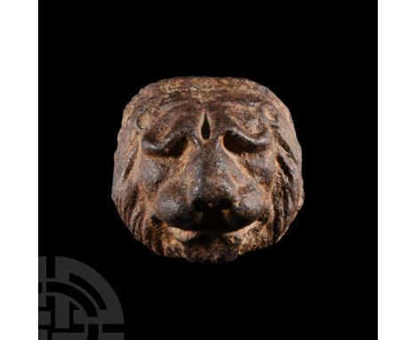 Circa 15th-16th century A.D. Roughly circular in plan and displaying semi-naturalistic detailing in high relief. See similar 